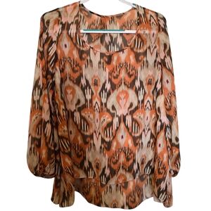 3/$15 Chelsea & Violet Sheer Abstract Blouse Size Medium